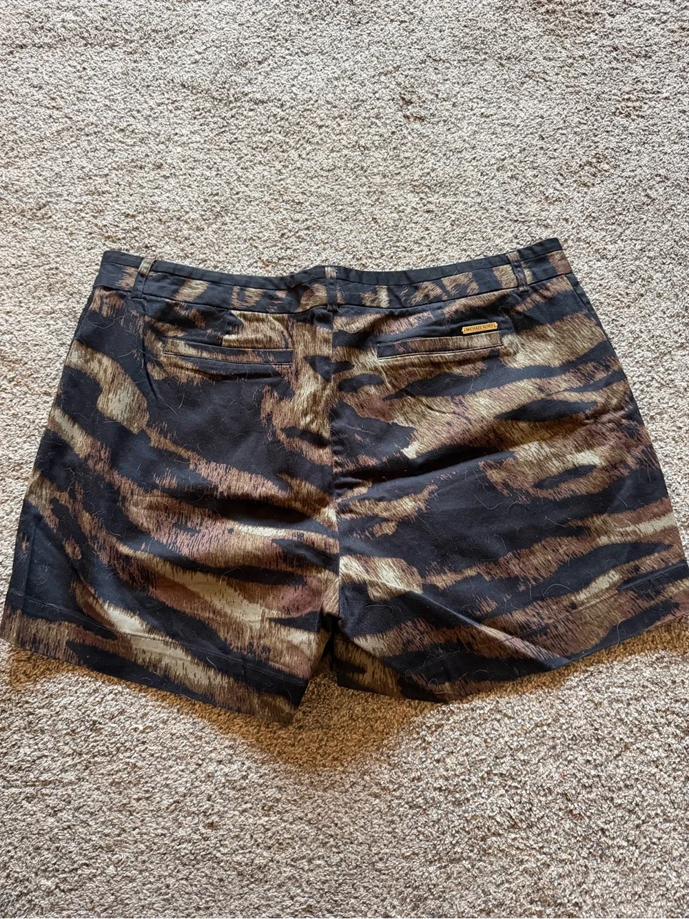 Michael Kors Black & Brown Animal Print Dress Shorts NWOT